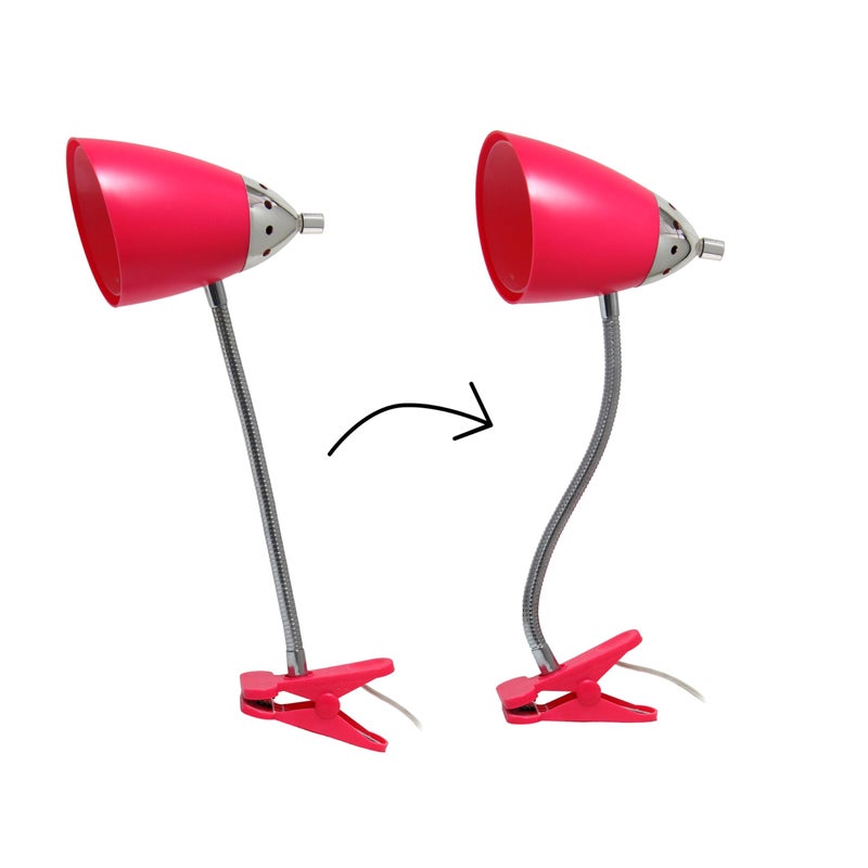 Simple Designs LD2001-PNK Flossy Flexible Gooseneck Desk Lamp Clip Light, for Desks, Nightstands, Reading, Pink - Image 5